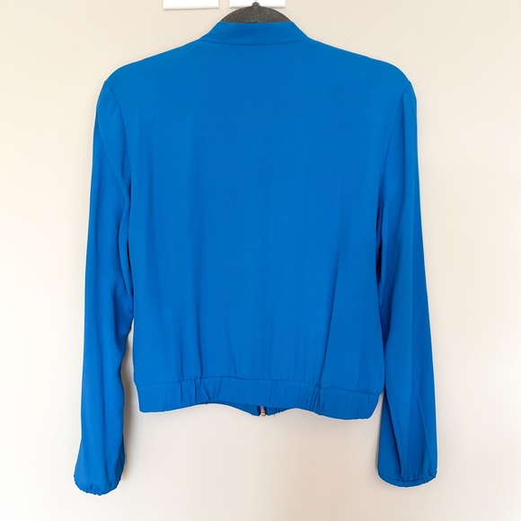 $280 NWT Mariella Rosati Made In Italy Blue Zip Up Top Blouse Long Sleeve 40IT - Picture 16 of 17